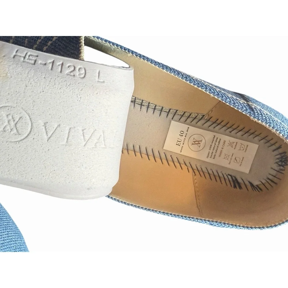 VIVAIA Sierra Square Toe Loafers Slip On Flat Shoes Denim Blue Size EU 40 US 9